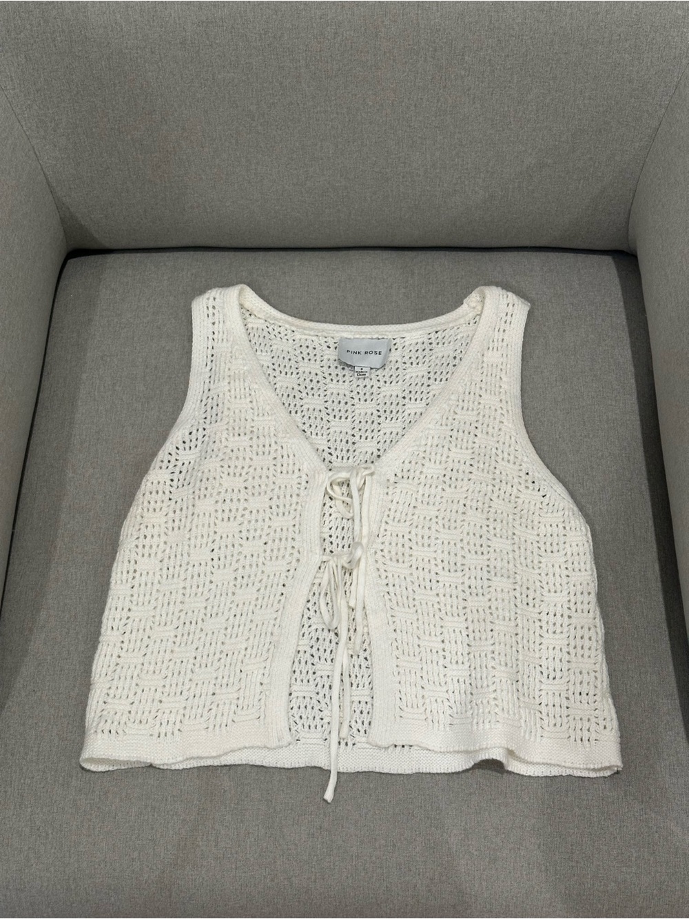 Free People Inspire Cream Crochet Lace-Up Tank Top